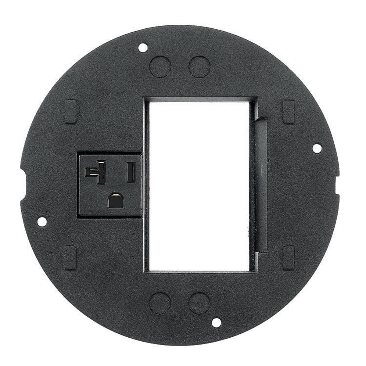 In-Floor Delivery Systems, SystemOne, Sub-Plate, 3-Unit Hubbell iSTATION Opening, Single 20A, 125V Receptacle, Black