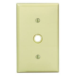 1-Gang 0.406 Inch Hole Device Telephone/Cable Wallplate, Standard Size, Thermoplastic Nylon, Strap Mount, Ivory