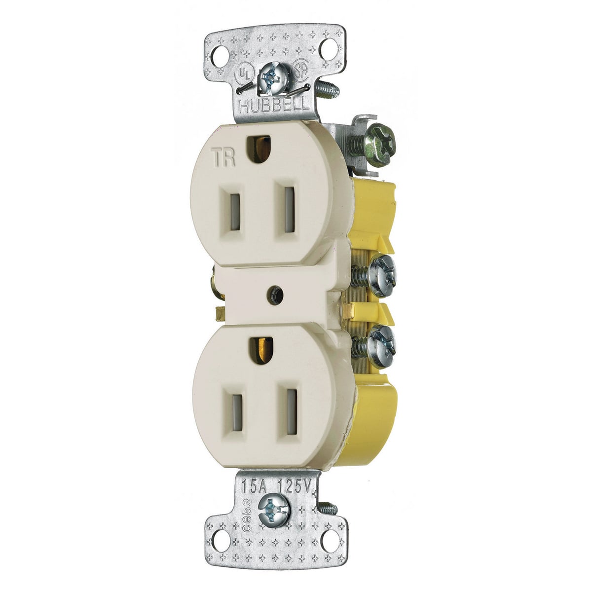 tradeSELECT Straight Blade Residential Grade, Tamper Resistant Duplex, 15A 125V, 2-Pole 3-Wire Grounding, 5-15R, Self Grounding