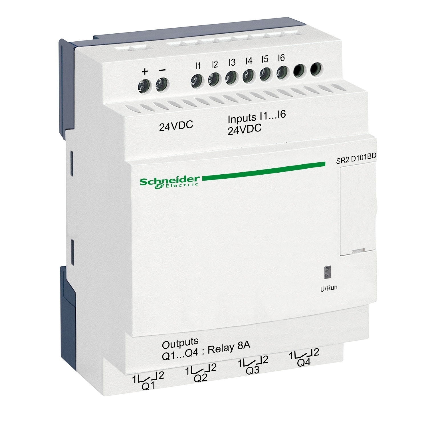 compact smart relay, Zelio Logic SR2 SR3, 10 IO, 24V DC, no clock, no display