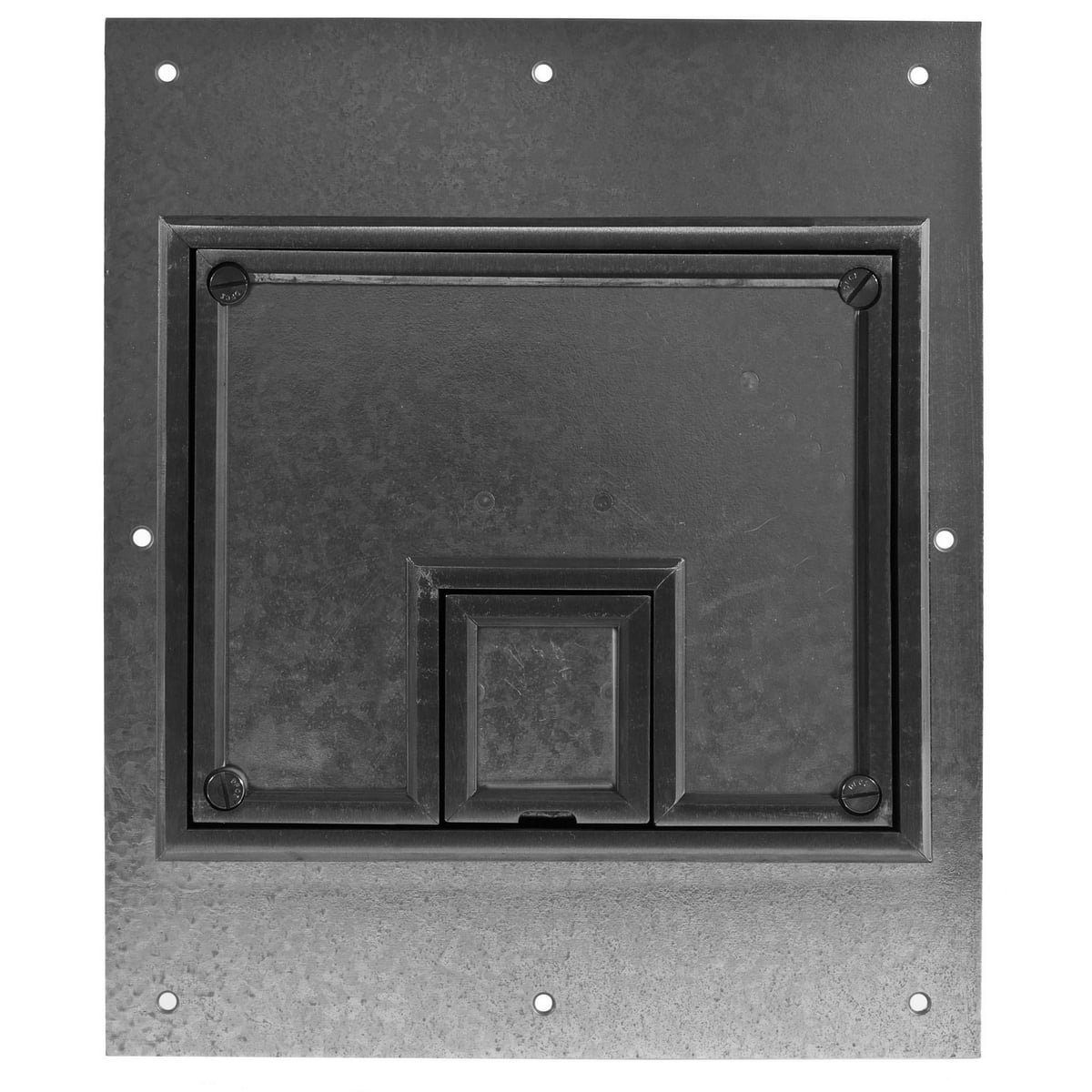 Concrete Floorboxes, Recessed, CFB7G Rectangular Series Box, Surface Cover Assembly, 1/4" Black Beveled Edging for Carpet