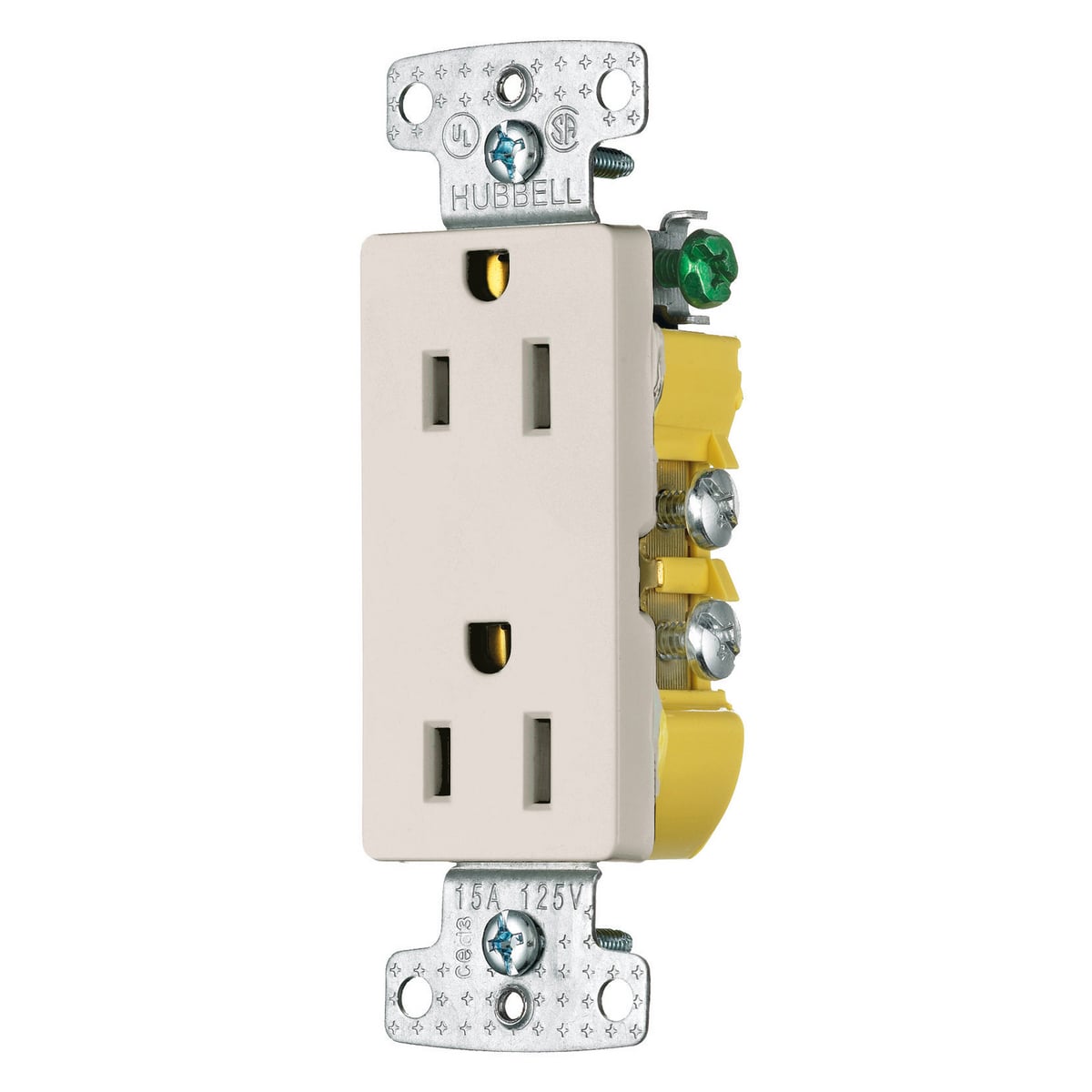 tradeSELECT Straight Blade Residential Grade, Decorator Duplex, 15A 125V, 2-Pole 3-Wire Grounding, 5-15R