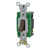 30 Amp, 120/277 Volt, Toggle Double-Pole AC Quiet Switch, Extra Heavy Duty Spec Grade, Self Grounding, Back and Side Wired, Brown