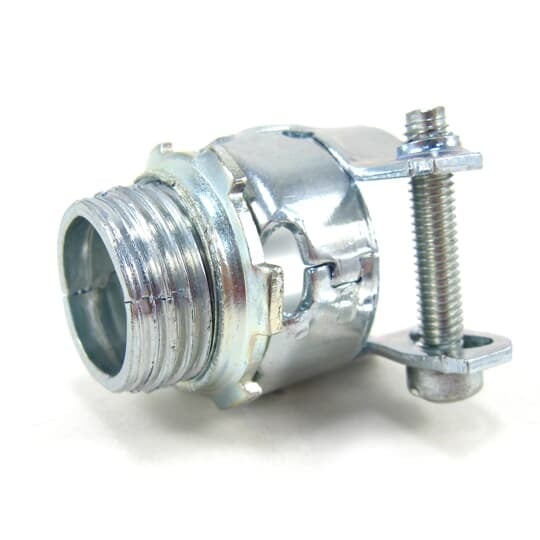 Squeeze Connector, Straight, Trade Size 3/8 Inch, Knockout Size 1/2 Inch, Cable Range 0.485 to 0.660 Inch, Insulated Throat, Steel