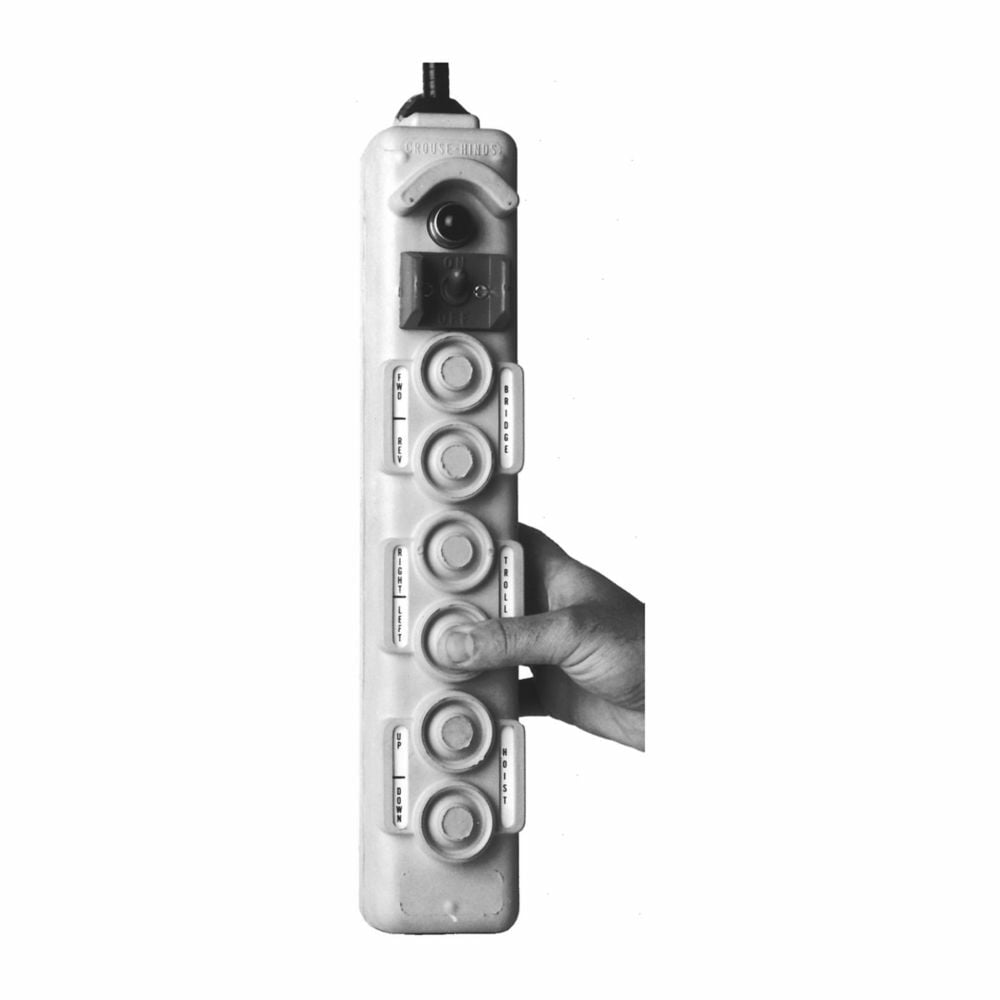 Eaton Crouse-Hinds series Flexitite X series attachable pendant pushbutton station, 10A, 0.555-0.665", 0.5 HP at 230V, Steel-reinforced neoprene, 2 buttons, Two speed, 230 Vac