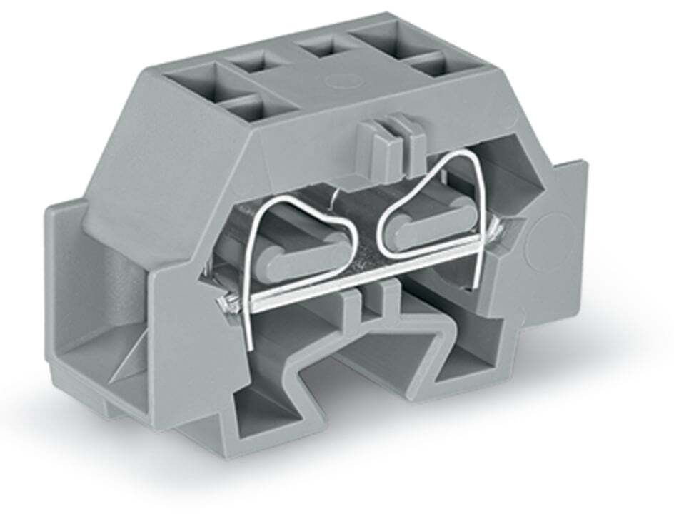4-conductor terminal block; without push-buttons; with snap-in mounting foot; 1-pole; for plate thickness 0.6 - 1.2 mm; Fixing hole 3.5 mm ; 4 mm; CAGE CLAMP; 4,00 mm; gray