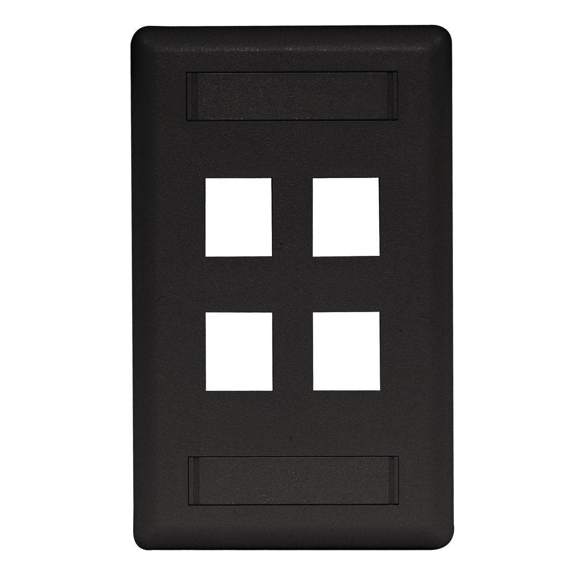 Phone/Data/Multimedia Face Plate, Face Plate, Rear-Loading, 4-Port, Single-Gang, Black