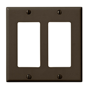 2-Gang Decora/GFCI Device Decora Wallplate, Standard Size, Thermoset, Device Mount, Brown