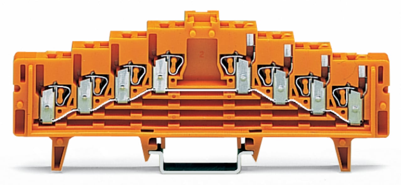 4-level same potential terminal block; without locking clips; all clamping units internally commoned; with 2.3 mm  test port; for 35 x 7.5 mounting rail; 1.5 mm; 1,50 mm; light gray