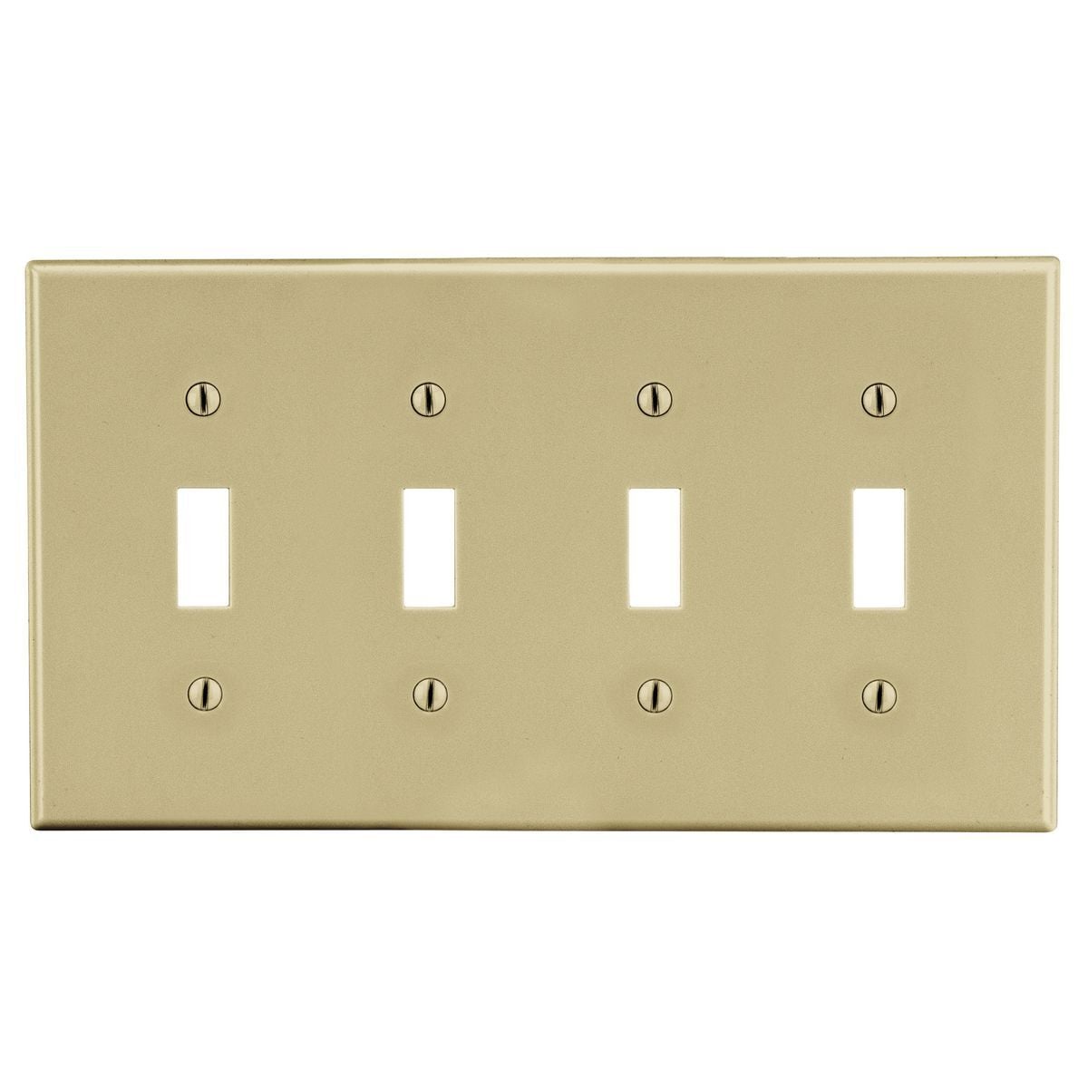 Wallplate, Mid-Size 4-Gang, 4) Toggle, Ivory