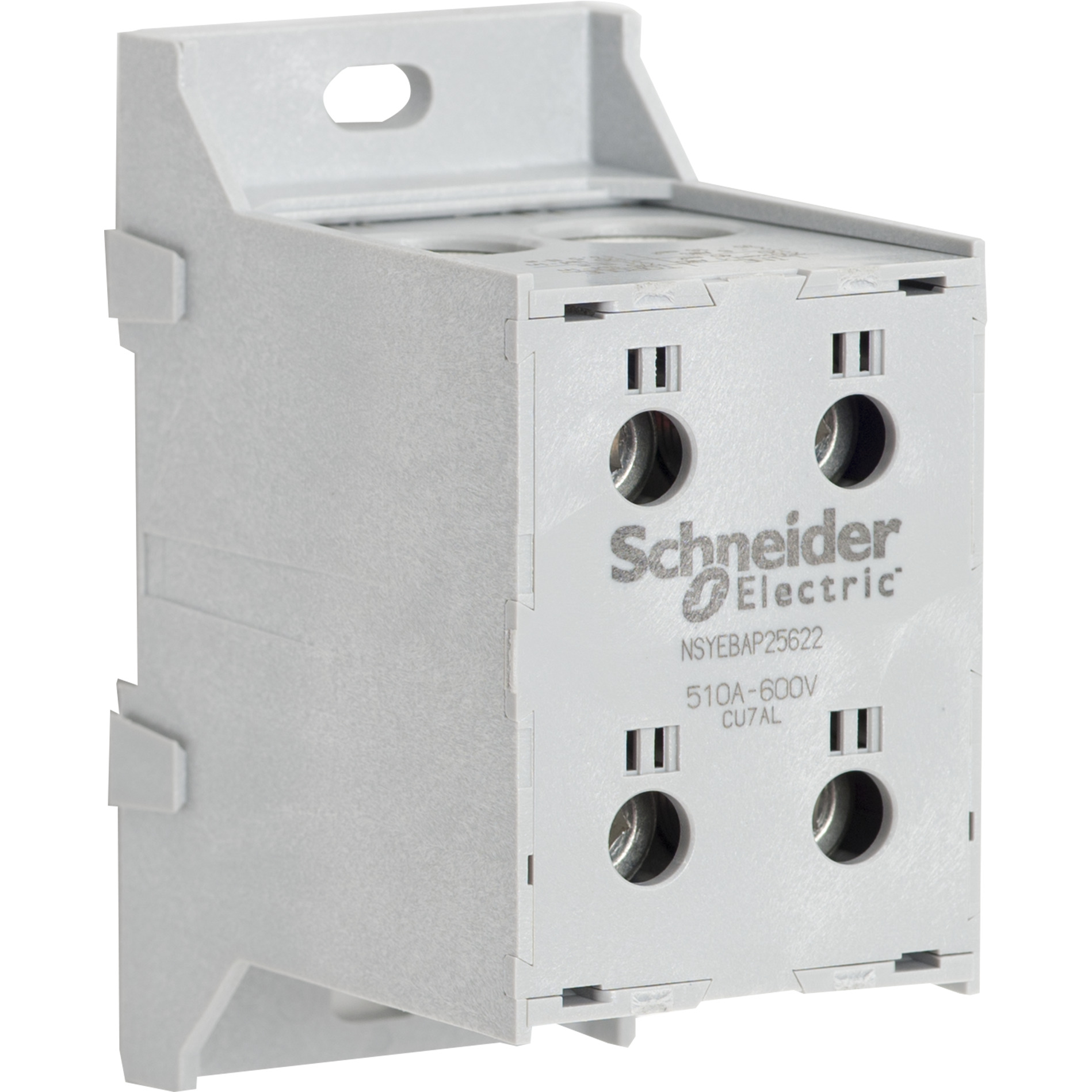 Power distribution block, Linergy, enclosed, 510A CU, 410A AL, 600 V, 2 line side lug, 2 load side lug, AL lug, rail