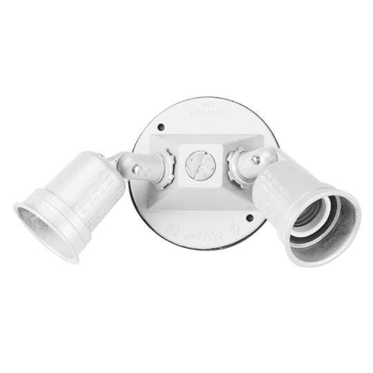 Lampholder and Cover, 3 Hole, Lampholder Length 4-23/32 Inches, Head Length 2-3/4 Inches, Lampholder Diameter 2-3/32 Inches, Cover Diameter 4.133 Inches, White, Zinc, without Gasket