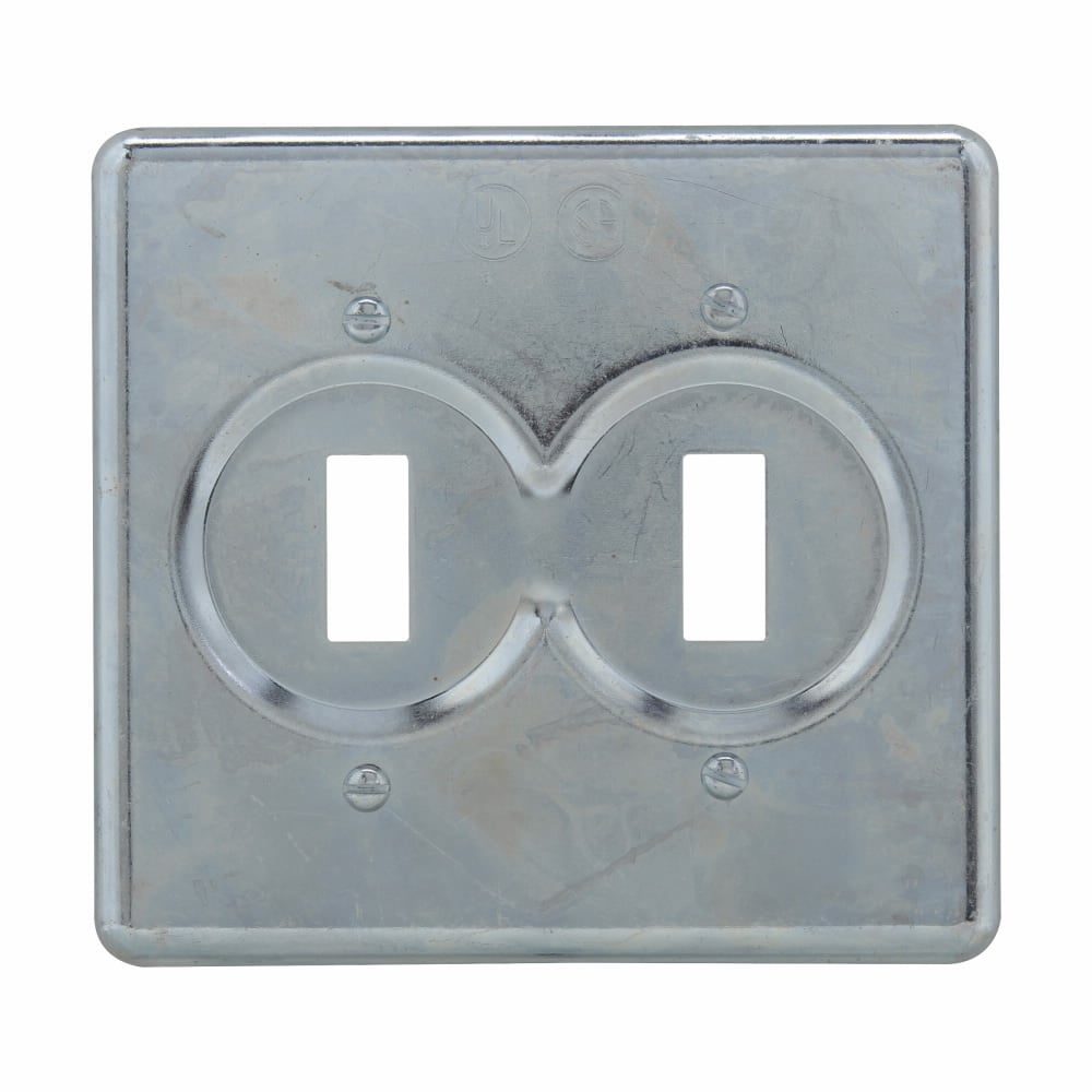 Eaton Crouse-Hinds series S Series snap switch cover, Sheet steel, Surface mount, Two-gang, For flush general use snap switches with square handles