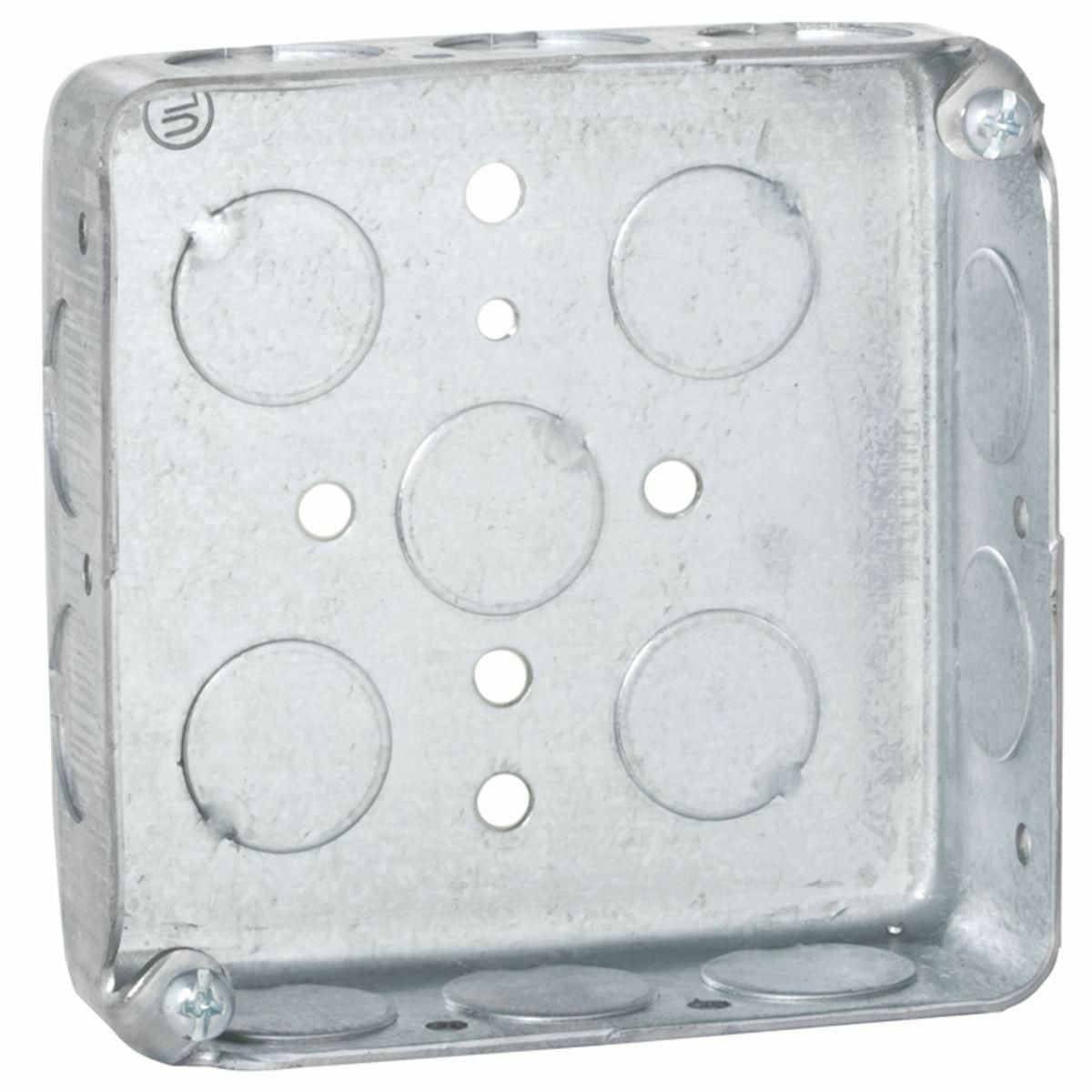 4 In. Square Box, 1-1/4 In. Deep - Drawn with Conduit KO's