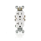 20 Amp 125 Volt, Duplex Receptacle, Straight Blade, Residential Grade, Self Grounding, Black