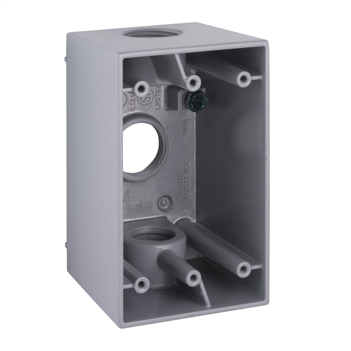 2-5/8 In. Deep, with Lugs - Three Threaded Outlets - 4-1/2 In. x2-3/4In., (3) 3/4 In. Outlets