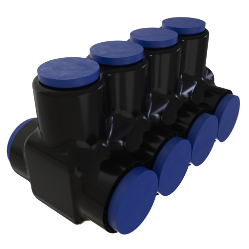 Nimbus4Flex Insulated Flexible Aluminum Multi-Tap Connector, Conductor Range 600-4, Flex 350-4 H,I,K 4/0-4 M 373.7-4 DLO, 4 Ports, Dual Sided Entry, Tin Plated, UL, CSA