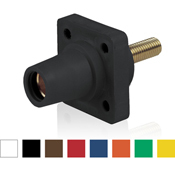 16 Series Female Panel Receptacle, Cam-Type, 90-Degree, Threaded Stud Length - 3/4", Taper Nose, 400 Amp, Cable Range - #2 to 4/0 AW-White
