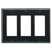 3-Gang Decora/GFCI Device Decora Wallplate, Standard Size, Thermoset, Device Mount, Black