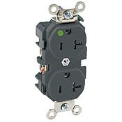 20-Amp, 125 Volt, Narrow Body Duplex Receptacle, Straight Blade, Hospital Grade, Self Grounding, Ivory