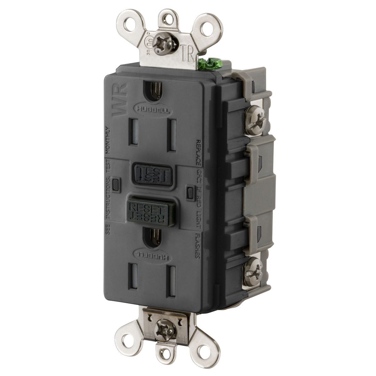 15A, 125V Industrial Grade, Tamper-Resistant, Weather-Resistant, Ground Fault Receptacle