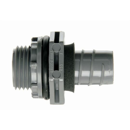 1/2 Inch, Straight, One-Piece Liquidtight Non-Metallic Fitting, CSA, UL E32447, Temperatures up to 60 Degrees C, PVC, In Carton, Grey