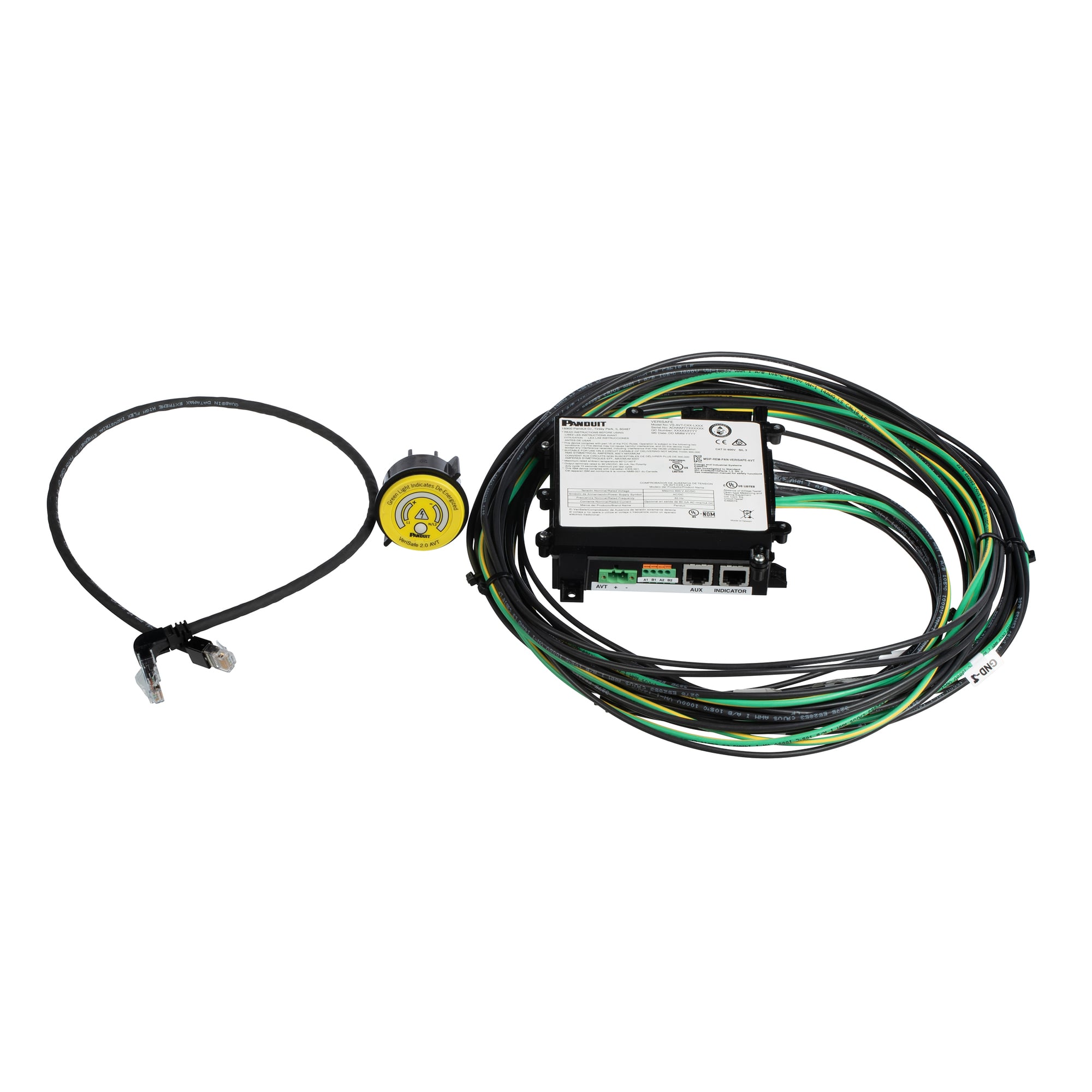 VeriSafe 2.0 AVT 1P, 2' (0.6m) system cable, Batt-Free Indicator
