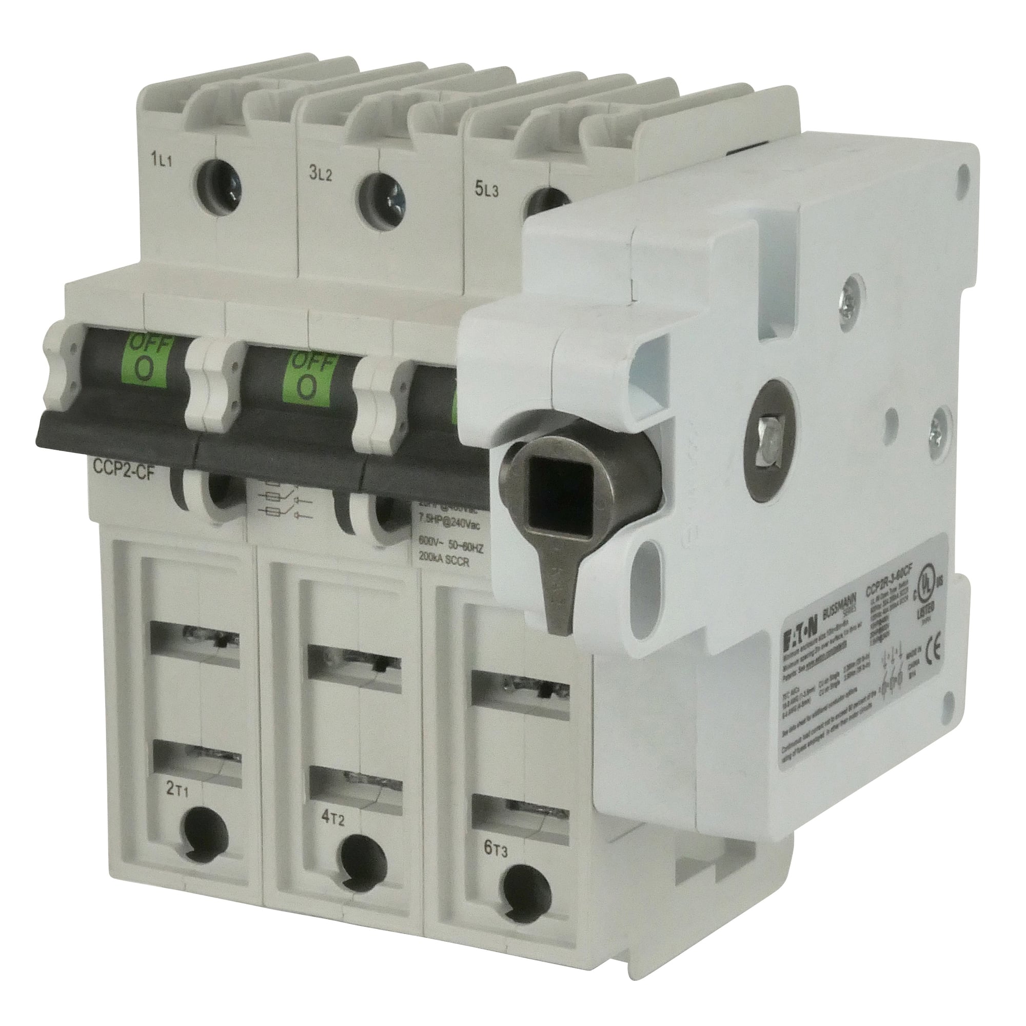 Eaton Bussmann series CCP UL98 fusible disconnect, Finger Safe, Lock-On provision, 600 Vac, 125 Vdc, 225A, UL98 fusible disconnect, Three-pole, 200 kA - CCP2R-3-60CF