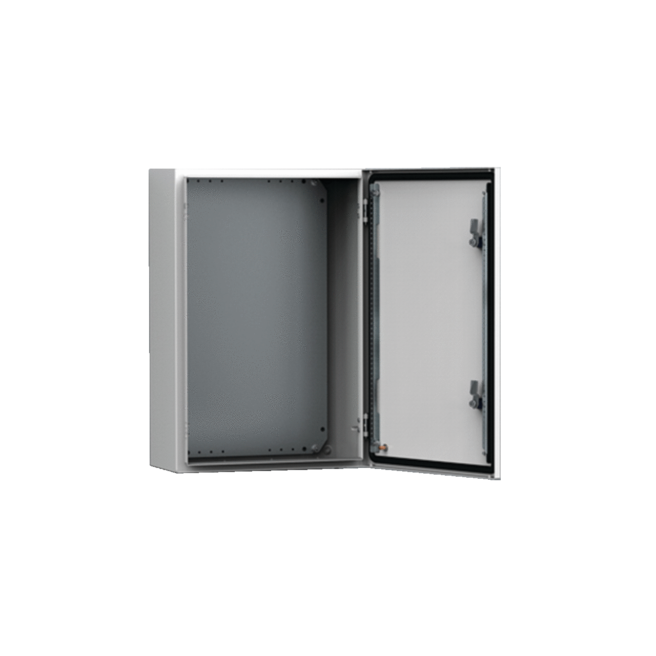 Single Door Enclosure with Plate, MAS, 300x300x210mm, Light Gray, Mild Steel