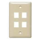 Plate, Wall, Label-Less, Mid-Sized, 4- Port, Electric Ivory