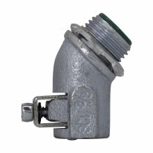Eaton Crouse-Hinds series ACB connector, 0.400-0.660" cable opening, AC/MC and FMC, 45 angle, Malleable iron, 3/8"