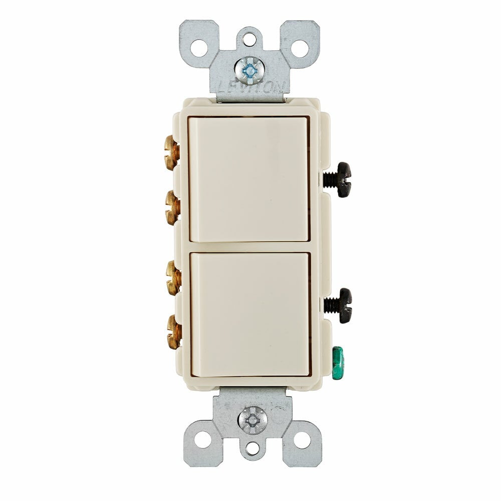 15 Amp, 120/277 Volt, Decora Brand Style 3-Way / 3-Way AC Combination Switch, Commercial Grade, Grounding, Light Almond