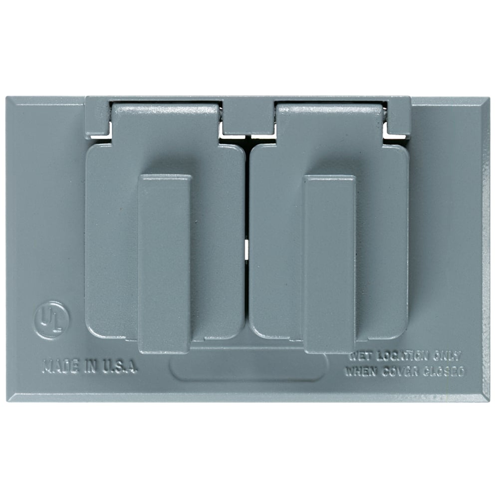 Cast Weatherproof Cover 2 Gang 2 Toggles, 4 Screw Mounting, Gray