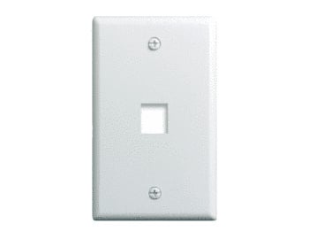 The On-Q/Legrand Wall Plate is an economy wall plate for the cost conscious homeowner. It is available in white, black,brown,light almond and ivory and mounts in an On-Q/Legrand Installation Brackets or low voltage mud rings.