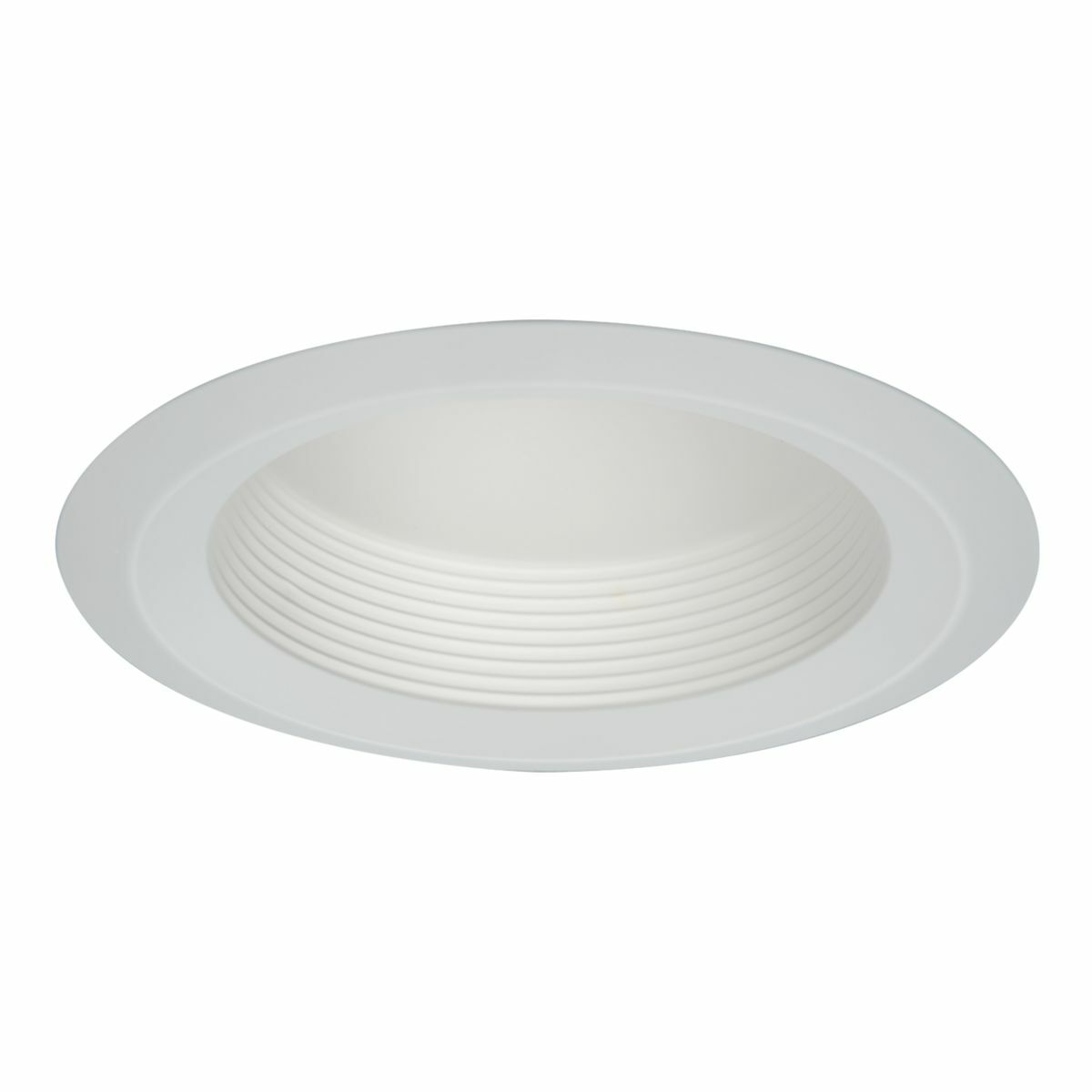 6" Shallow Full Cone White Baffle, White Self-Flange Ring