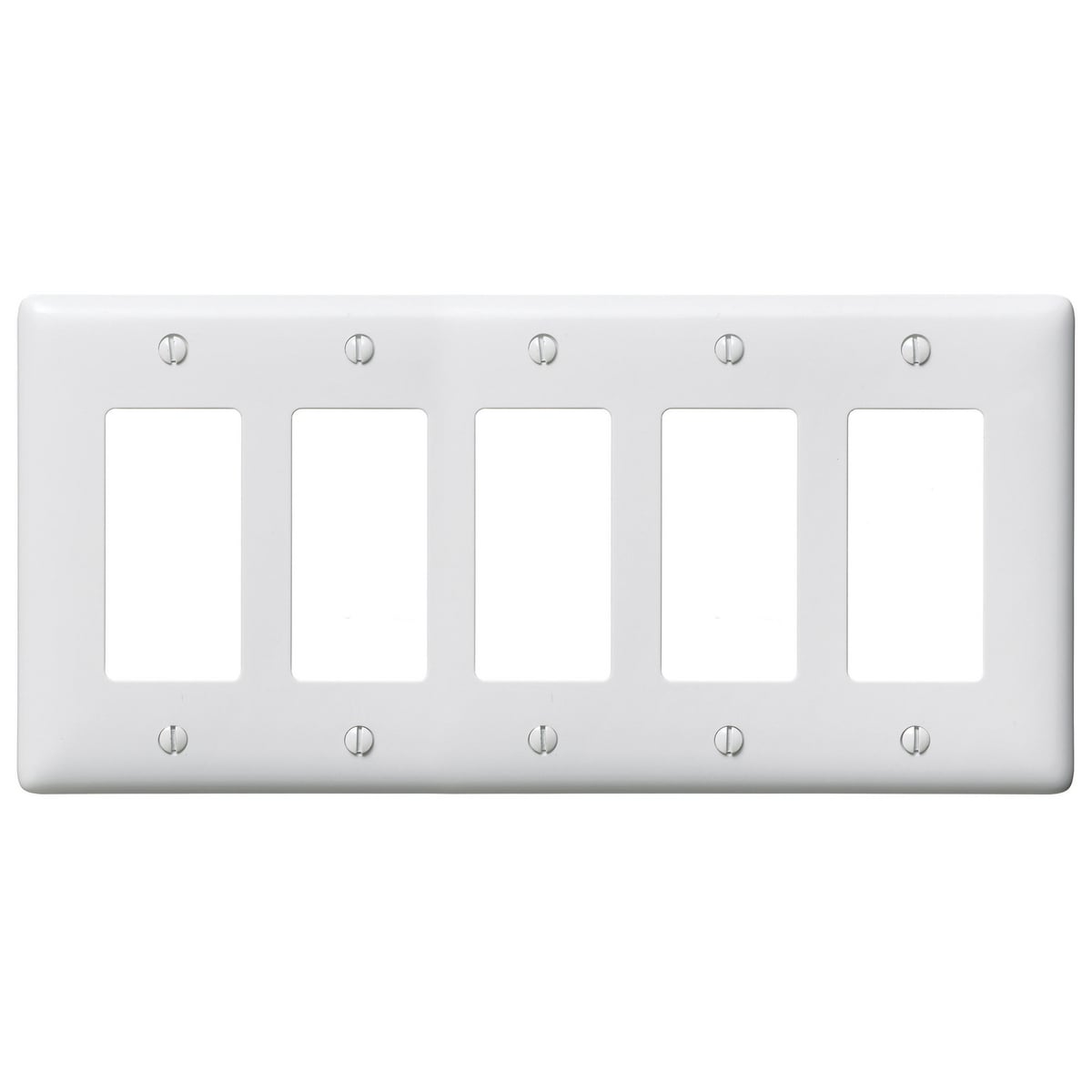 Wallplates and Box Covers, Wallplate, Nylon, 5-Gang, 5) Decorator, White