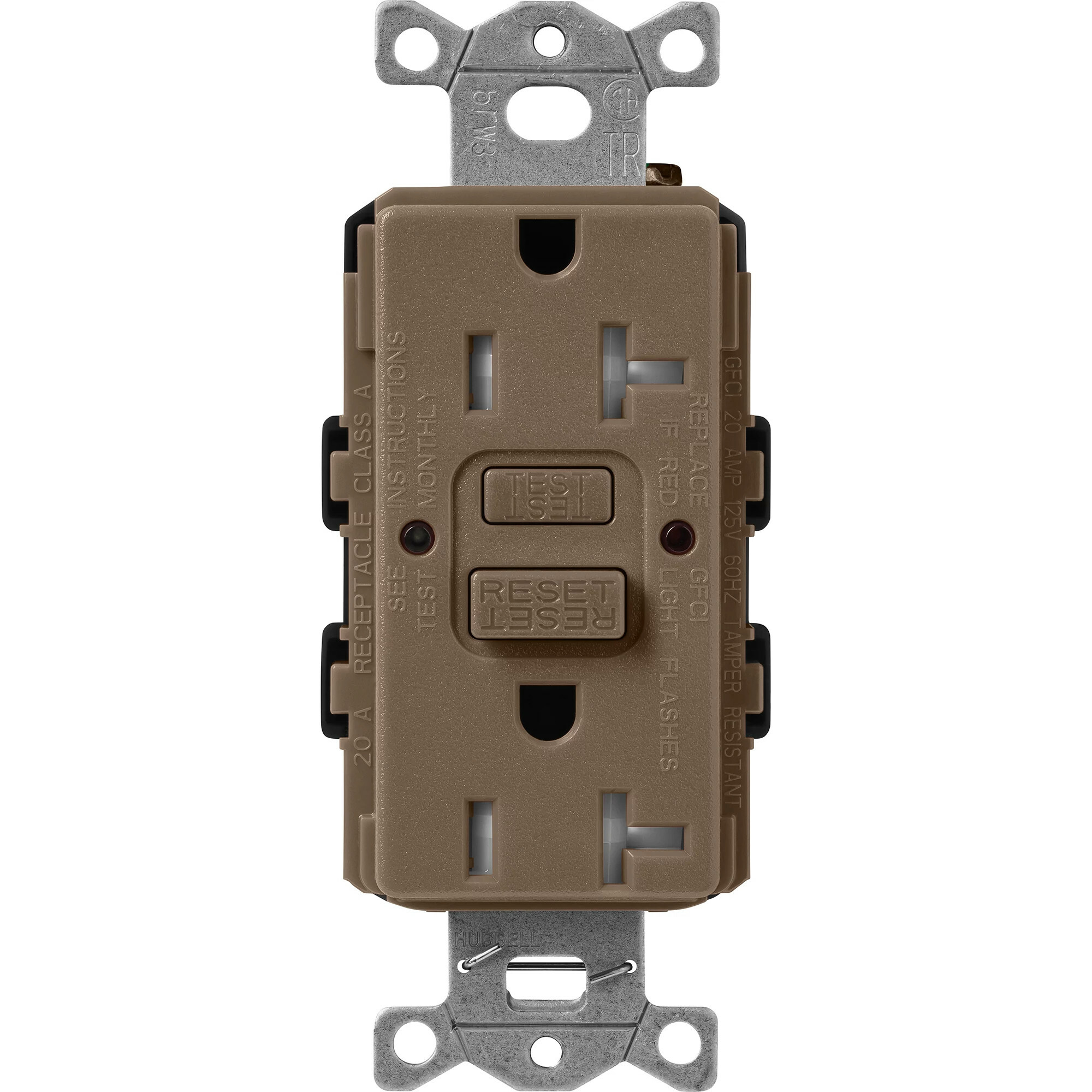 Lutron Claro Tamper-Resistant GFCI Duplex Receptacle, 20-Amp, Espresso
