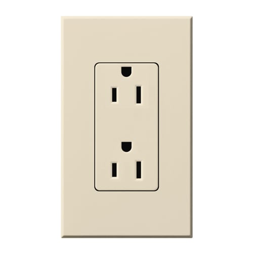 Duplex 15 A receptacle, tamper resistant, 125V/15A in light almond