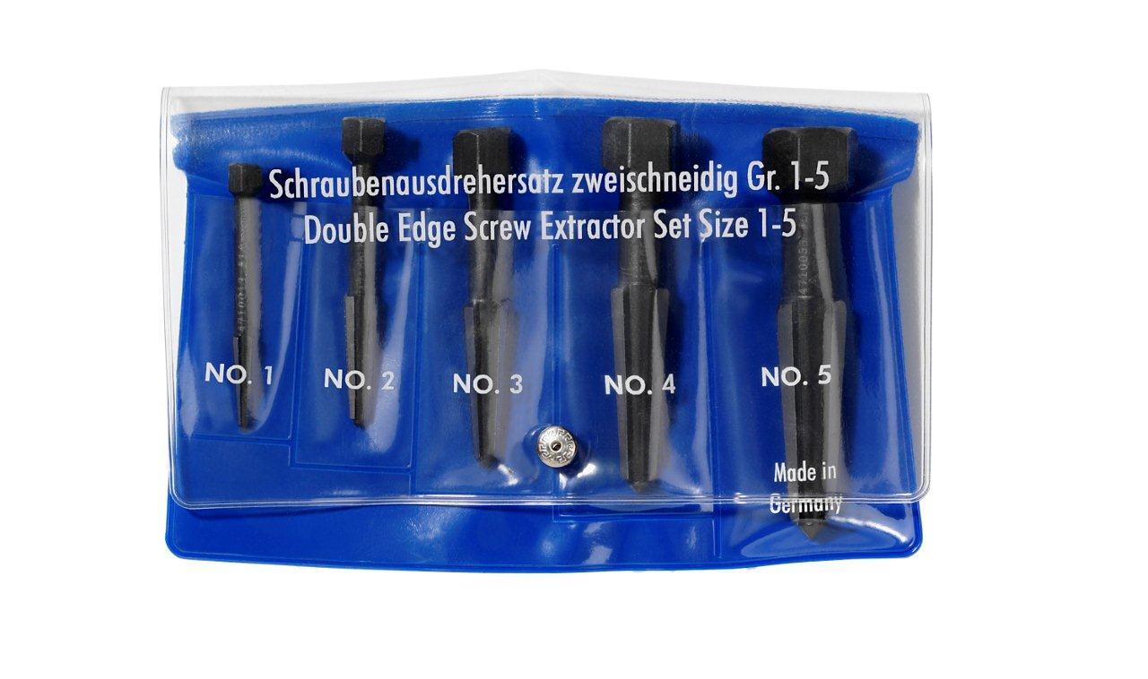 Screw Extractor Double Edged Set 5 Parts (Size 1-5 In Vinyl Pouch)