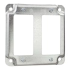 Square Box Surface Cover, 5 Cubic Inches, 4 Inch Square x 1/2 Inch Deep, Galvanized Steel, For use with Two Ground Fault Receptacles