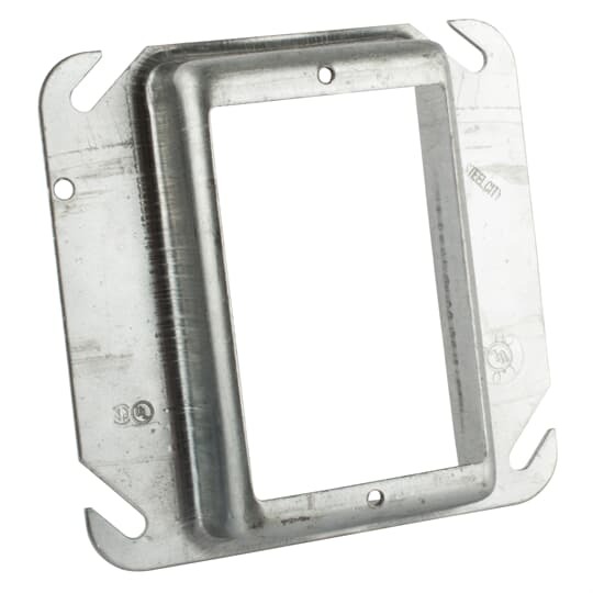 Single Gang Square-Cut Tile Wall Cover, 7 Cubic Inches, 4 Inch Square x 1 Inch Raised, Pre-Galvanized Steel