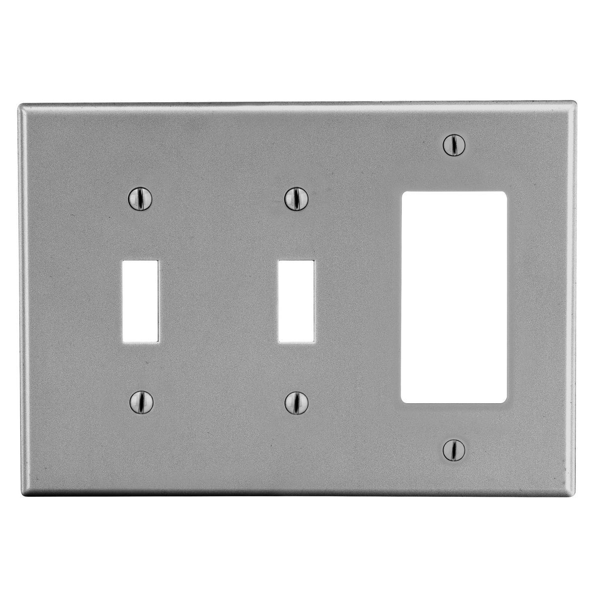 Wallplate, Mid-Size 3-Gang, 2) Toggle 1) Decorator, Gray