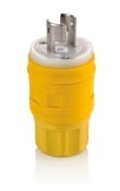 20 Amp, 250 Volt, Plug, Locking Blade, Industrial Grade, Non-Grounding, Wetguard, Yellow
