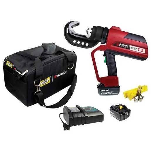 PATRIOT T3 11-Ton Battery Crimper, Dieless C-Head, (2) 5.0Ah 18V Li-Ion Batteries, 120V AC Charger, Nylon Pro Bag