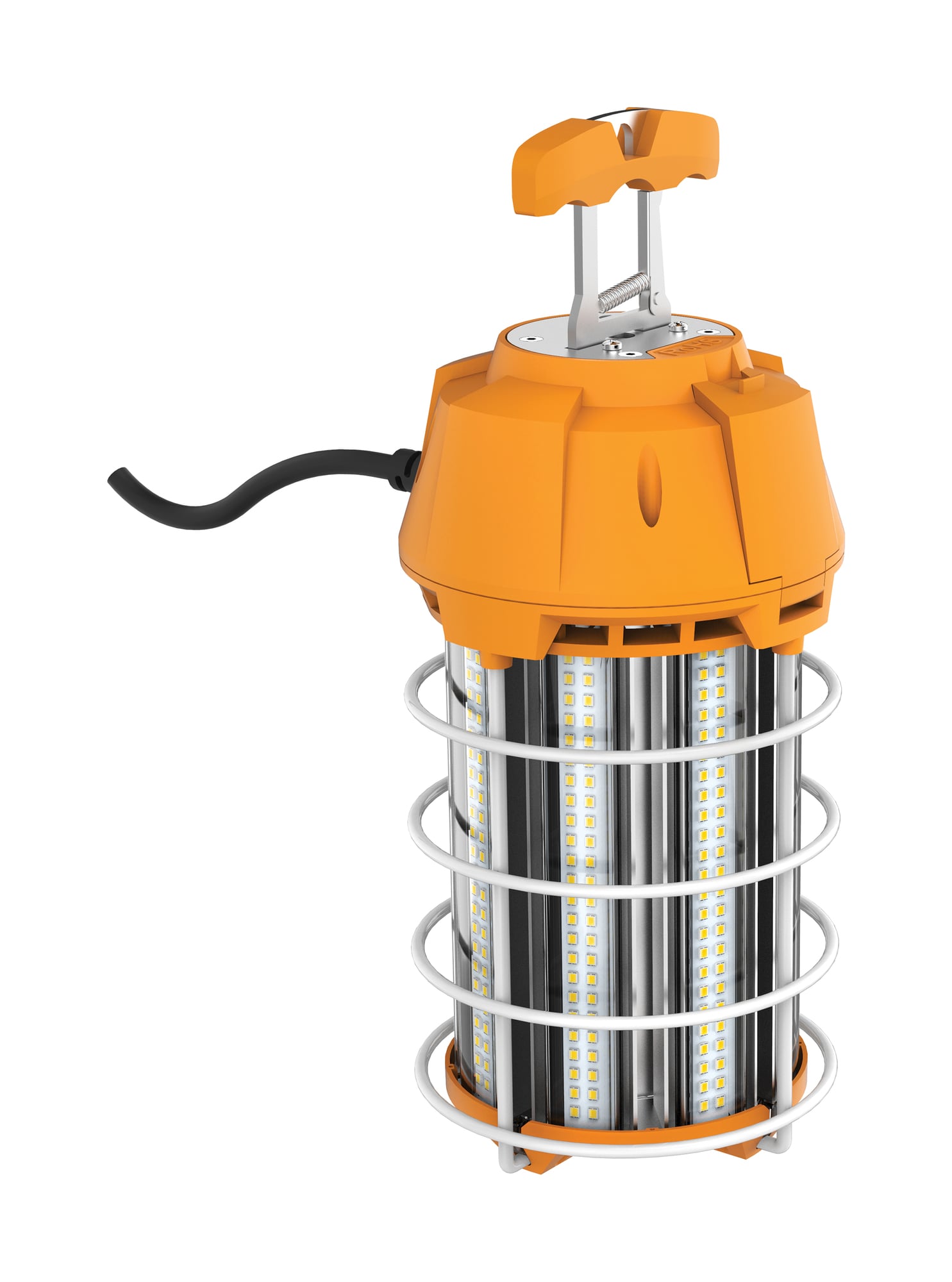 150 Watt LED Hi-Lumen Temporary Hi-Bay Caged Lamp - 5000K - Integrated Cord / Plug & Hook - 120 Volts