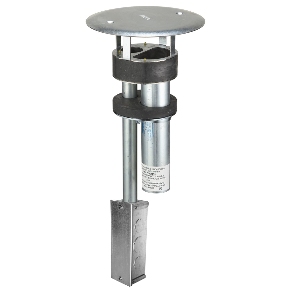SystemOne, Fire-Rated Poke-Through, AV Series, Through Floor Fitting Only, 3/4" EMT for Power and 1" EMT for Data, with Junction Box