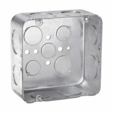 Eaton Crouse-Hinds series Square Outlet Box, (3) 1/2", (2) 3/4", 4-11/16", Red, Conduit (no clamps), Drawn, 2-1/8", Steel, (4) 3/4", (4) 1", 42.0  cubic inch capacity