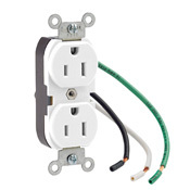 15-Amp, 125 Volt, Industrial Series Heavy Duty Specification Grade, Duplex Receptacle, Straight Blade, Grounding, White