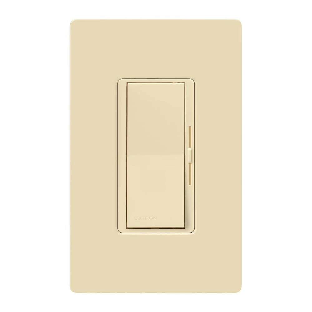 Diva LED+ Dimmer - Gloss Finish,  LED, Incandescent/Halogen, 3-way/single-pole dimmer with wallplate, clamshell packaging, 150W LED or 600W inc/hal in ivory