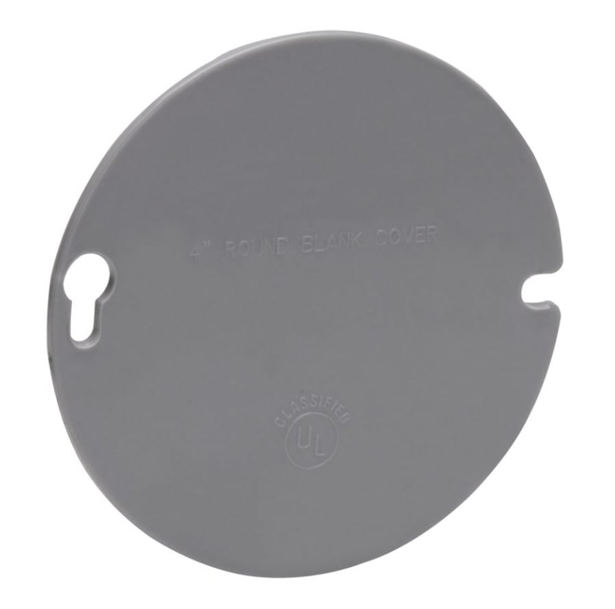 TP1040 Electric Box Cover, 4-3/4 in Dia, Blank Cover, PVC